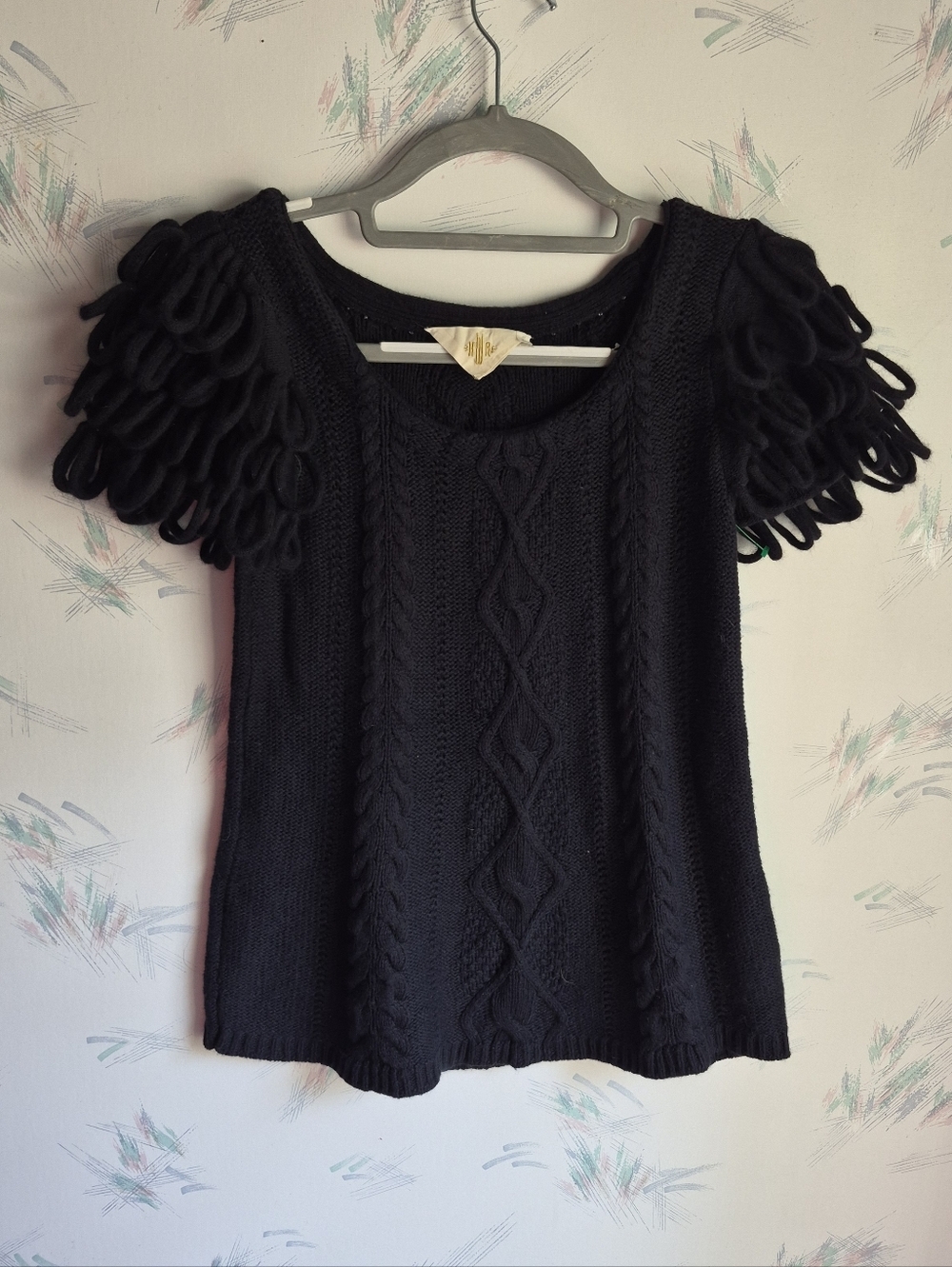 Anthropologie HWR Monogram Black Sweater Loop XS